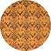 Round Machine Washable Abstract Orange Modern Area Rugs, wshabs193org