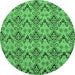 Round Abstract Emerald Green Modern Rug, abs193emgrn