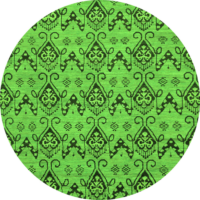 Round Abstract Green Modern Rug, abs193grn