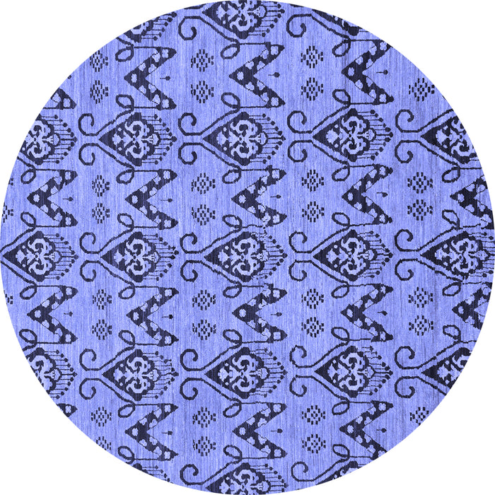 Round Machine Washable Abstract Blue Modern Rug, wshabs193blu