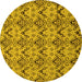 Round Machine Washable Abstract Yellow Modern Rug, wshabs193yw