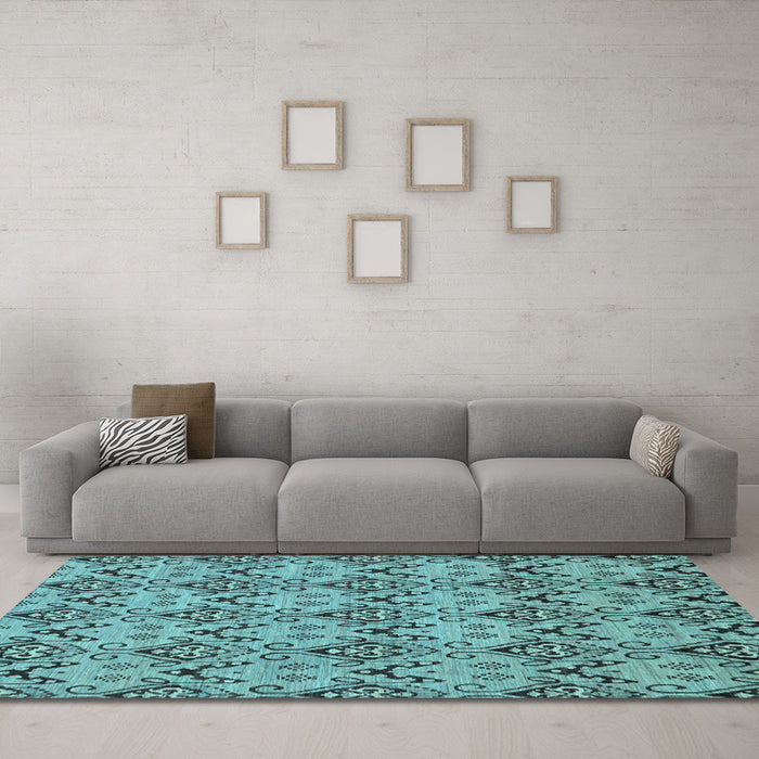 Machine Washable Abstract Light Blue Modern Rug in a Living Room, wshabs193lblu