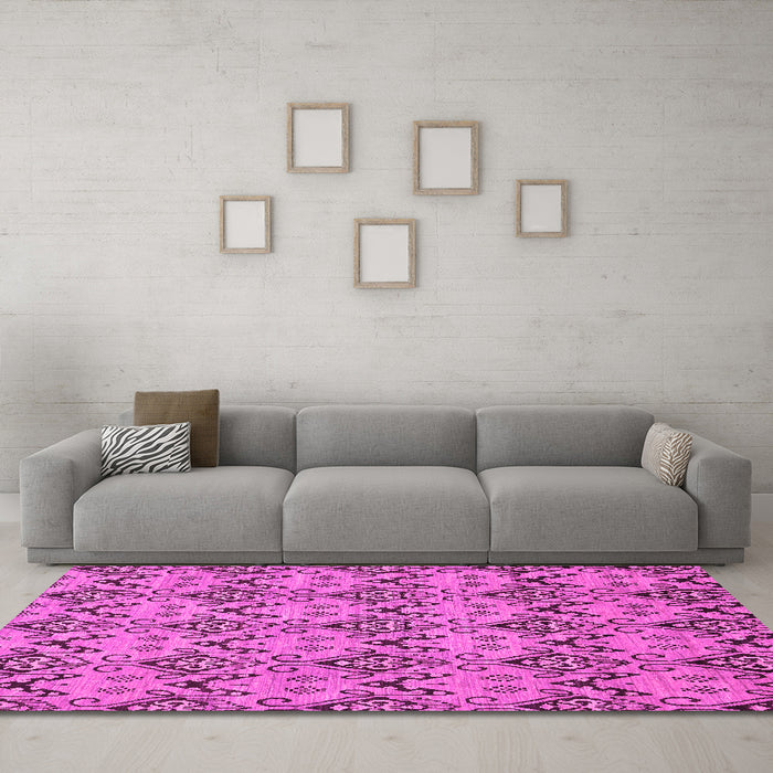 Machine Washable Abstract Pink Modern Rug in a Living Room, wshabs193pnk