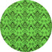 Round Machine Washable Abstract Green Modern Area Rugs, wshabs193grn