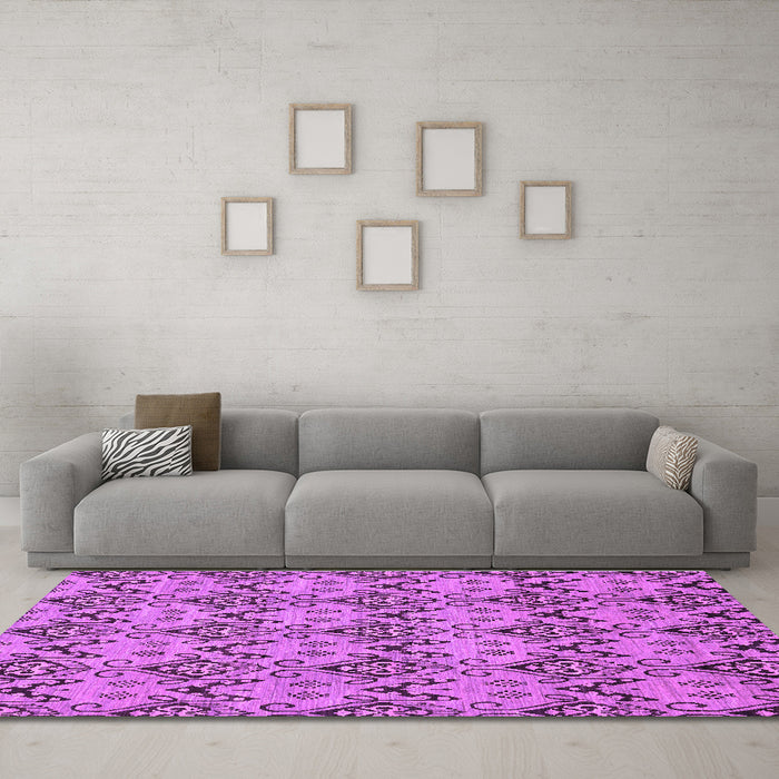 Machine Washable Abstract Purple Modern Area Rugs in a Living Room, wshabs193pur