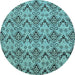 Round Machine Washable Abstract Light Blue Modern Rug, wshabs193lblu