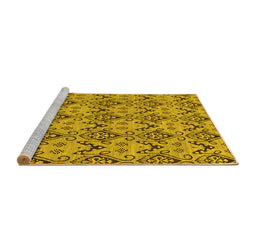 Sideview of Machine Washable Abstract Yellow Modern Rug, wshabs193yw