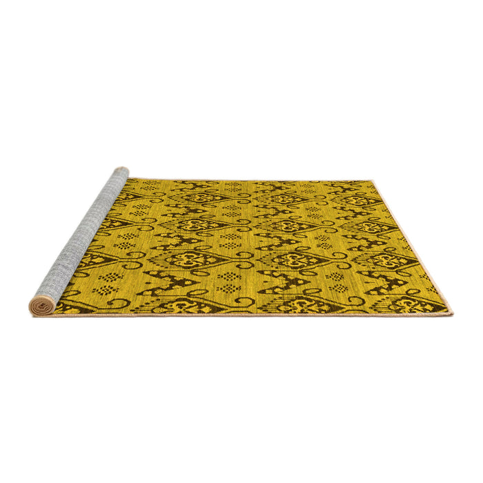 Sideview of Machine Washable Abstract Yellow Modern Rug, wshabs193yw