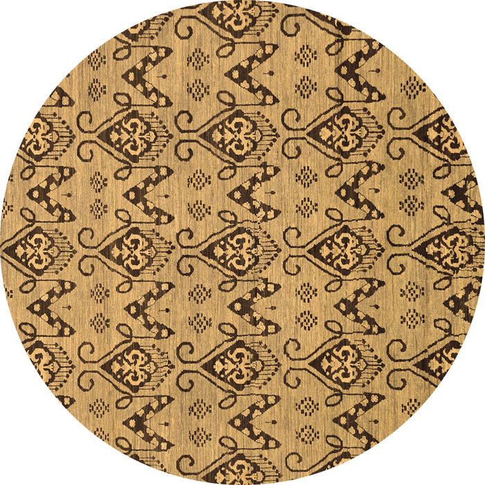 Round Abstract Brown Modern Rug, abs193brn