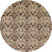 Round Machine Washable Abstract Brown Sugar Brown Rug, wshabs193