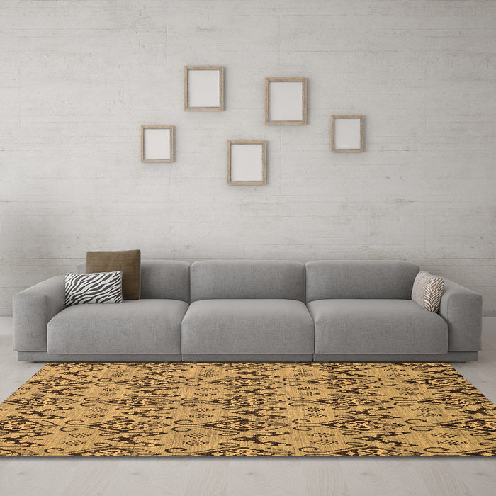 Machine Washable Abstract Brown Modern Rug in a Living Room,, wshabs193brn