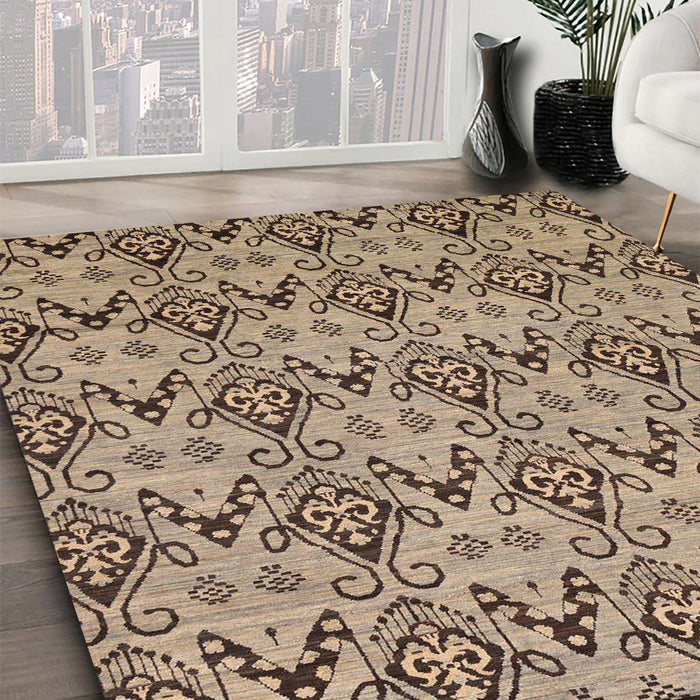 Machine Washable Abstract Brown Sugar Brown Rug in a Family Room, wshabs193