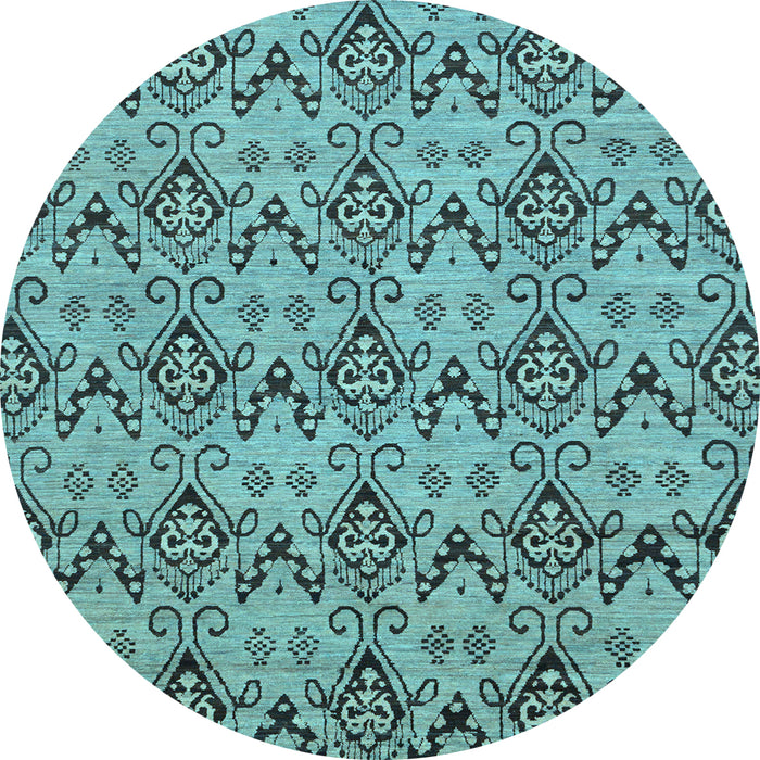 Round Abstract Light Blue Modern Rug, abs193lblu