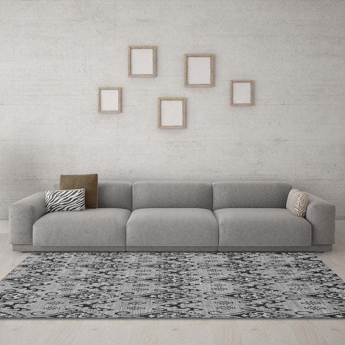 Machine Washable Abstract Gray Modern Rug in a Living Room,, wshabs193gry