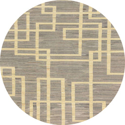 Round Abstract Brown Modern Rug, abs1940