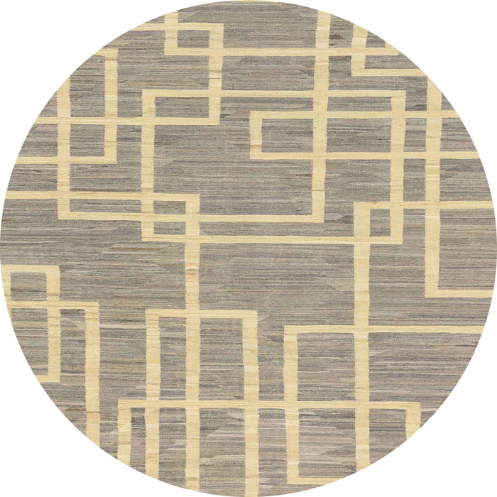 Round Abstract Brown Modern Rug, abs1940