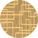 Round Abstract Brown Modern Rug, abs1940brn