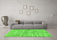 Machine Washable Abstract Green Modern Rug, wshabs1940grn