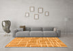 Machine Washable Abstract Orange Modern Area Rugs in a Living Room, wshabs1940org