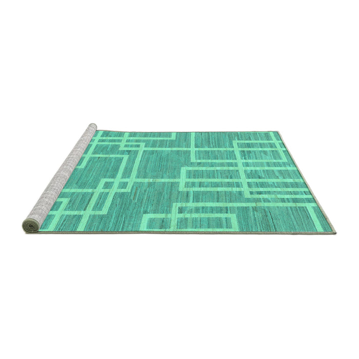 Sideview of Machine Washable Abstract Turquoise Modern Area Rugs, wshabs1940turq