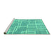 Sideview of Machine Washable Abstract Turquoise Modern Area Rugs, wshabs1940turq