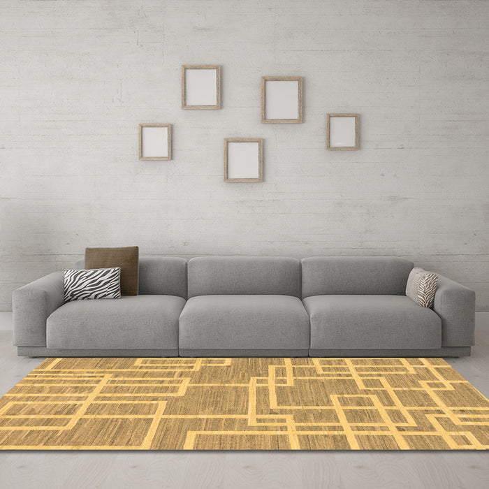 Machine Washable Abstract Brown Modern Rug in a Living Room,, wshabs1940brn