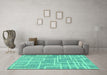 Machine Washable Abstract Turquoise Modern Area Rugs in a Living Room,, wshabs1940turq