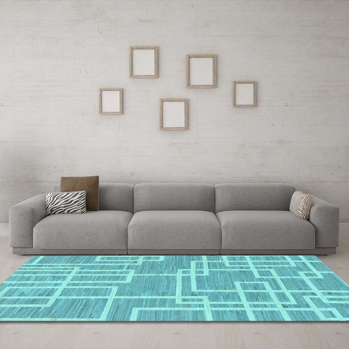 Machine Washable Abstract Light Blue Modern Rug in a Living Room, wshabs1940lblu