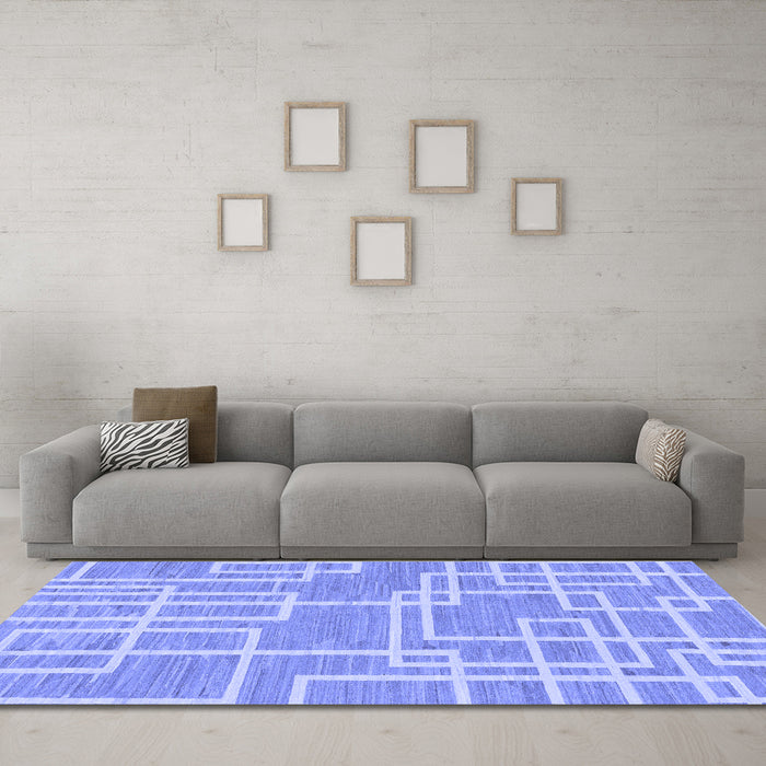 Machine Washable Abstract Blue Modern Rug in a Living Room, wshabs1940blu
