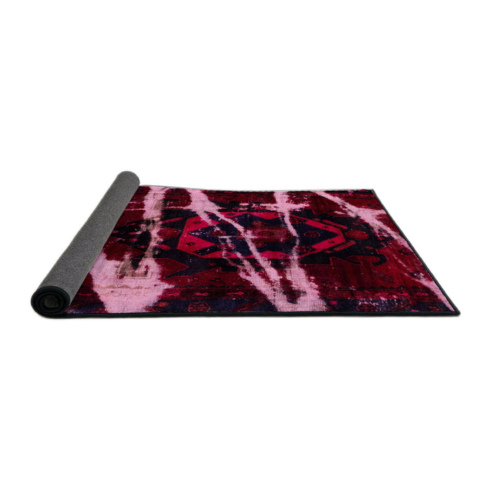 Sideview of Abstract Wine Red Modern Rug, abs1941