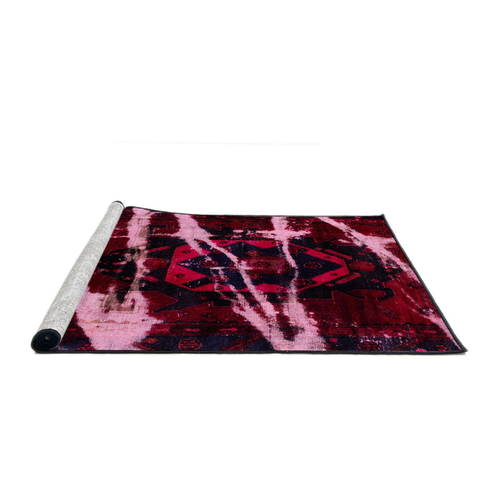 Sideview of Machine Washable Abstract Red Wine or Wine Red Rug, wshabs1941