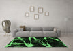 Machine Washable Abstract Emerald Green Modern Area Rugs in a Living Room,, wshabs1941emgrn