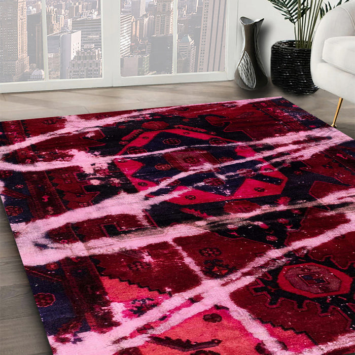 Machine Washable Abstract Red Wine or Wine Red Rug in a Family Room, wshabs1941