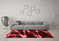 Machine Washable Abstract Red Modern Rug, wshabs1941red