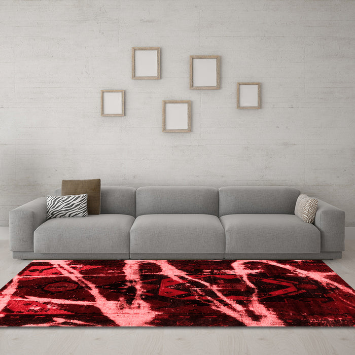 Modern Red Washable Rugs