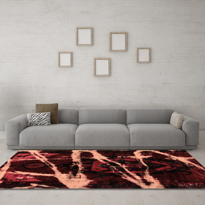 Machine Washable Abstract Brown Modern Rug in a Living Room,, wshabs1941brn