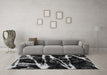 Machine Washable Abstract Gray Modern Rug in a Living Room,, wshabs1941gry