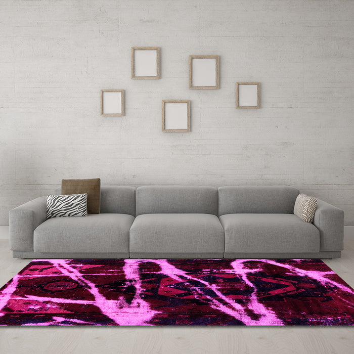 Machine Washable Abstract Pink Modern Rug in a Living Room, wshabs1941pnk