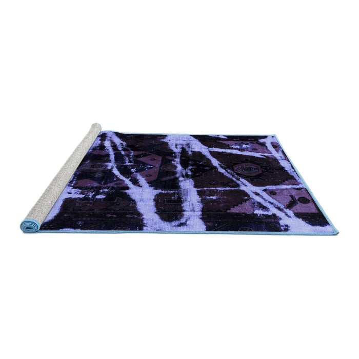 Sideview of Machine Washable Abstract Blue Modern Rug, wshabs1941blu