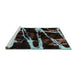 Sideview of Machine Washable Abstract Turquoise Modern Area Rugs, wshabs1941turq