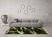 Machine Washable Abstract Green Modern Area Rugs in a Living Room,, wshabs1941grn