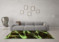 Machine Washable Abstract Green Modern Rug, wshabs1941grn