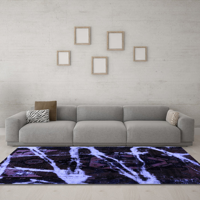 Machine Washable Abstract Blue Modern Rug in a Living Room, wshabs1941blu
