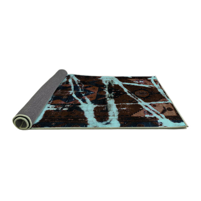 Sideview of Abstract Turquoise Modern Rug, abs1941turq