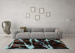 Machine Washable Abstract Turquoise Modern Area Rugs in a Living Room,, wshabs1941turq