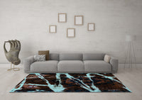 Machine Washable Abstract Turquoise Modern Rug, wshabs1941turq