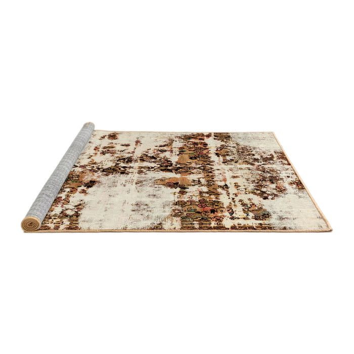 Sideview of Machine Washable Abstract Light Brown Rug, wshabs1942