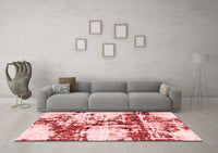 Machine Washable Abstract Red Modern Rug, wshabs1942red