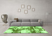 Machine Washable Abstract Green Modern Area Rugs in a Living Room,, wshabs1942grn