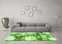 Machine Washable Abstract Green Modern Rug, wshabs1942grn